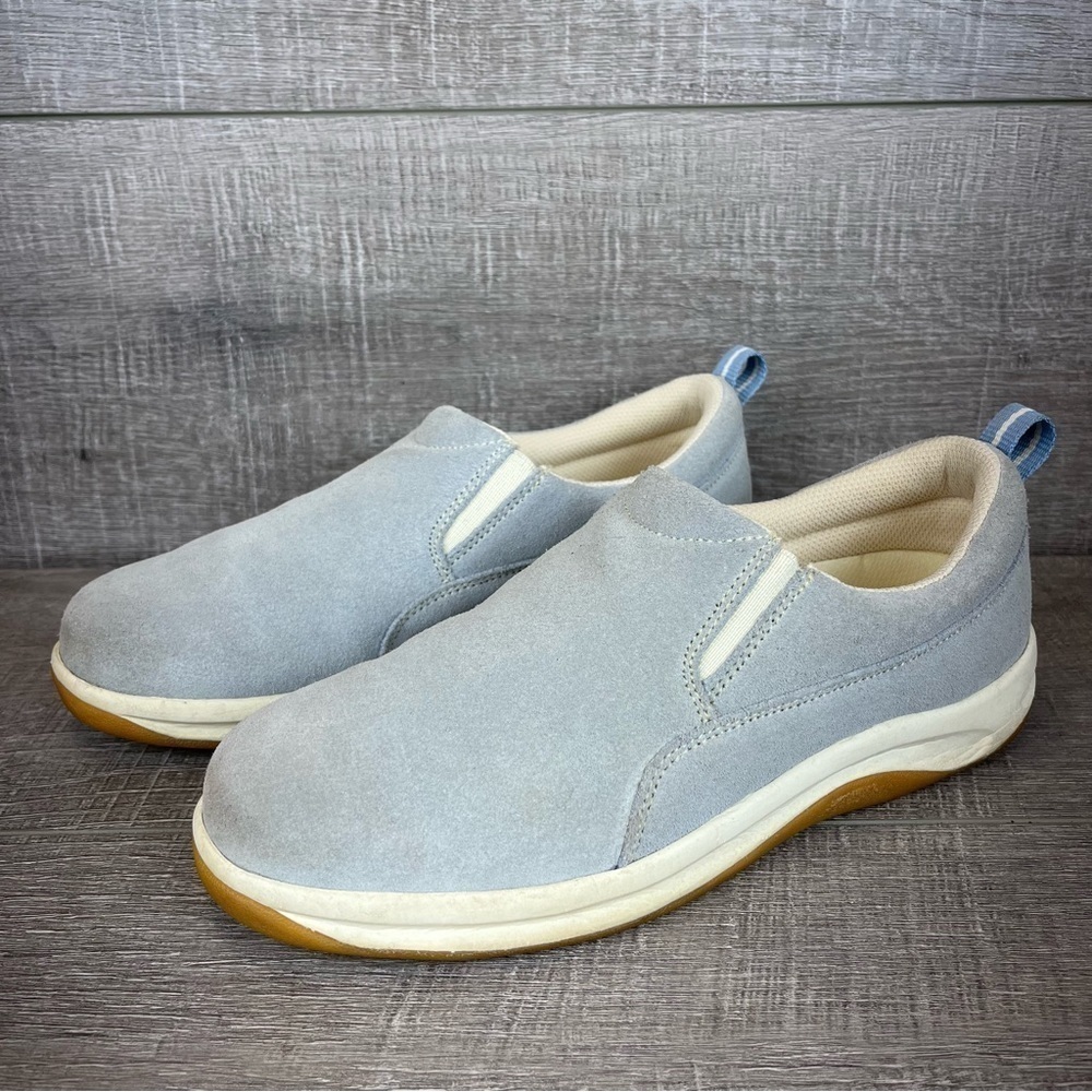 Lands End sz 8.5 pale blue suede slip on sneakers